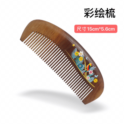 Factory Direct Sales Natural Log Gradient Two-Color Wood Painted Moon Comb Relief Craft Comb