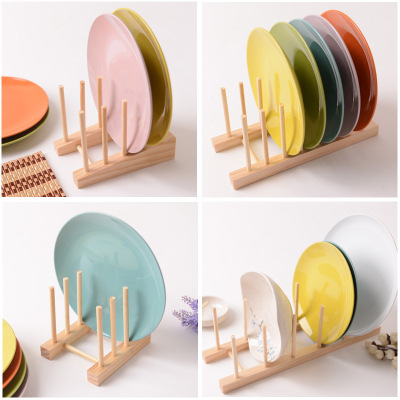 New Solid Wood Dish Rack Draining Rack Holder Tableware Stand Simple Bookshelf Cup Holder Tea Cake Rack Manufacturer