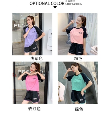 Women's Summer Loose Leisure Sports Breathable Slim Fit Quick Drying Clothes Home Loose T-shirt Short Pants Two-Piece Set