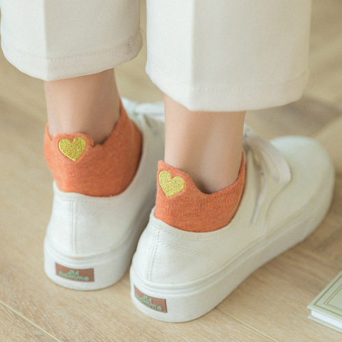 socks women‘s boat socks love embroidered women‘s socks korean preppy style smiley face solid color waffle socks wholesale