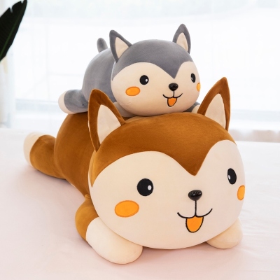 Lying Husky Dog Big Doll Soft Plush Toy Sleeping Pillow Super Cute Doll Birthday Gift Backrest
