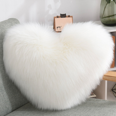 Creative Heart-Shaped Plush Pillow Cushion Sofa with Core Waist Pad Office Seat Wool-like Pillow