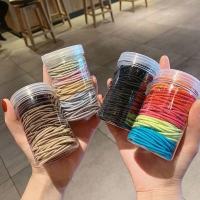 100 Canned Rubber Bands for Women Hair-Binding Basic Style Rubber Ins Hair Bands Korean High Elasticity Does Not Hurt Hair Women's Headwear