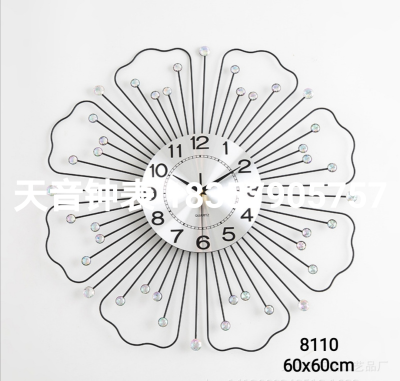 Minimalist Modern Fashion Atmospheric Pocket Watch Clock Iron Clock Golden Acrylic Diamond Rhinestone Factory Direct Mute