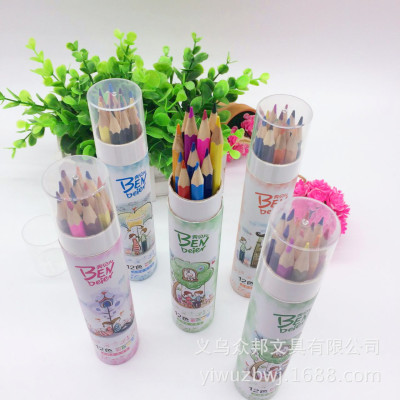 Yiwu Pencil Factory Wholesale Custom Barrel 12/18/24/36 Color Pencil OEM