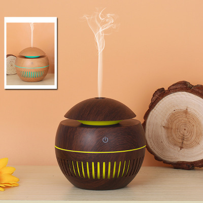 USB Mini Wood Grain Humidifier Aroma Diffuser Hollow Mini Aroma Diffuser Waterless Detection Creative Desktop