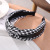 Korean New Fabric Craft Fashion Women's Houndstooth Leather Knot in the Middle Knot Wide Brim Hair Band Hair Band