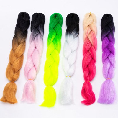 New High-Temperature Fiber Fiber Wig Dirty Braided Rope Men's and Women's Color Gradient Hair Braiding Big and Small Braids Boxing Braids