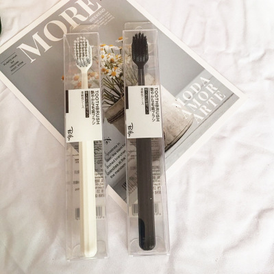 Imported Spiral Toothbrush Black and White Lovers SoftBristle Toothbrush Single Toothbrush Chain CrossBorder Hot