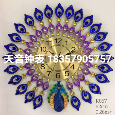 Factory Foreign Trade Wholesale Exquisite Gift Peacock Wall Clock Home Decorative Crafts Iron Clock Modern Minimalist Clock