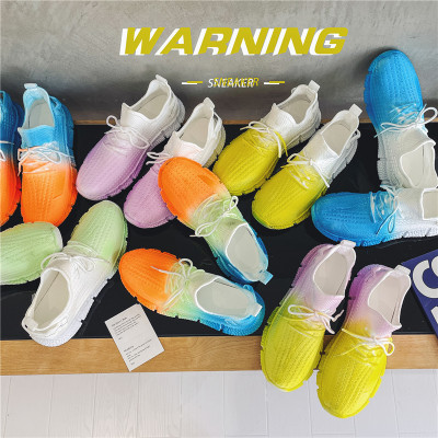 Men's Shoes Summer Breathable New Gradient Luminous Casual White Shoes Men's Fashion Shoes Low-Top Coconut Fly-Knit Sneakers