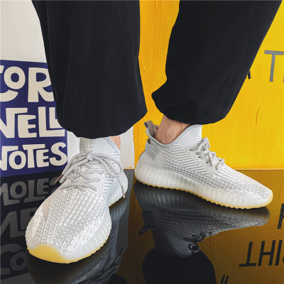 Men's Shoes Summer Breathable 2021new Thick Bottom Casual White Shoes Men's Fashion Shoes Low Top Coconut Fly-Knit Sneakers