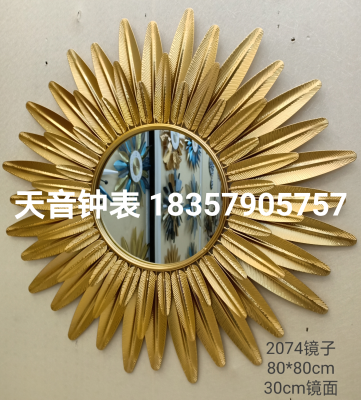 Iron Decorative Mirror Wall Hanging Mirror Wall Decoration Background Wall Living Room Entrance Aisle Creative Hanging Clock Foreign Trade Elegant