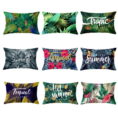 Nordic Tropical Leaves Sofa Pillow Cases Lumbar Cushion Cover Home Fabric Office Waist Support Cushion Pillow Cushion Case