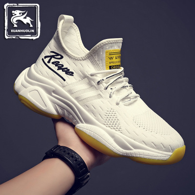 2021 New Summer Mesh Sneakers Men's Korean Breathable Flyknit Shoes Men's Net Cloth Casual Shoes plus Size Men's Shoes