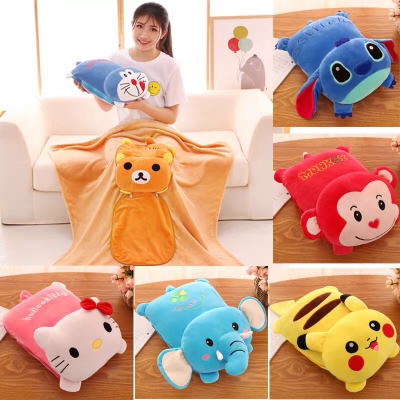 Plush toy folding Pikachu doll pillow two in one air conditioner quilt pillow quilt dual purpose nap pillow cushion