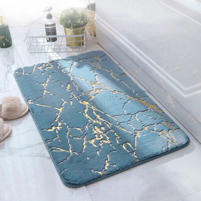 Factory Direct Sales Imitation Rabbit Plush Marbling Gilding Floor Mat Bathroom Bathroom Absorbent Non-Slip Feet Doormat Carpet