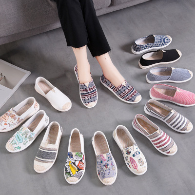 Old Beijing Cloth Shoes Women's Single-Layer Shoes Flat Lazy Fisherman 2021 New Korean Style White Shoes Casual Canvas Shoes