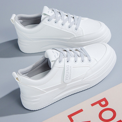 White Shoes for Women 2021 Spring New Ins Trendy Korean Style Low-Top Platform Shoes for Students Flat White Casual Shoes Women