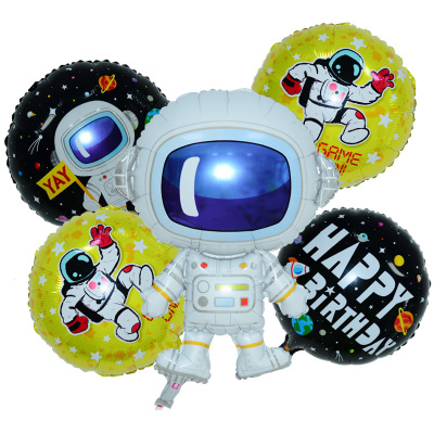 New Aluminum Foil Balloon Set Astronaut Rocket Balloon Birthday Universe Theme Party Decoration Balloon Set