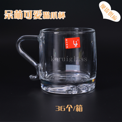 Internet Hot Ins Girl Heart Glass Water Cup Teacup Milk Cup Cold Boiled Water Cup Glass Cat-Paw Mug
