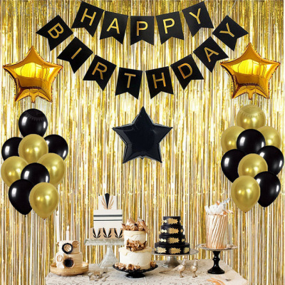 Birthday Balloon Tinsel Curtain Fishtail Hanging Flag Arrangement Package KTV Party Decoration Birthday Party Arrangement Package
