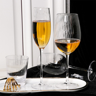 Vertical Pattern Series Wine Set Nordic Vertical Pattern Red Wine Champagne Glass Cocktail Creative Glass Restaurant Bar Goblet