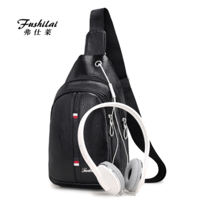 New Men's Pu Sling Bag Shoulder Messenger Bag Water Repellent Korean Style Solid Color Men's Shoulder Bag