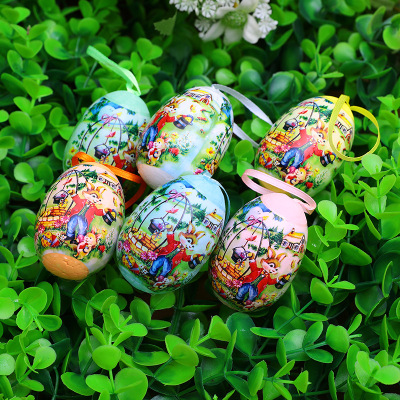 Cross-Border Wholesale Easter Christmas Egg Decorations 6 Pack Simulation Egg Holiday Scene Layout Pendant