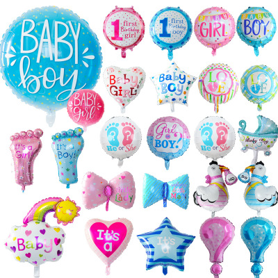 Gender Reveal Balloon Boy Or Girl Aluminum Film Balloon Gender Reveal Party Layout Balloon Set Wholesale