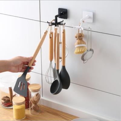 Multifunctional Rotatable Hook Punch-Free Strong Adhesive Storage Rack Kitchen Bathroom Spatula Knives Small Objects