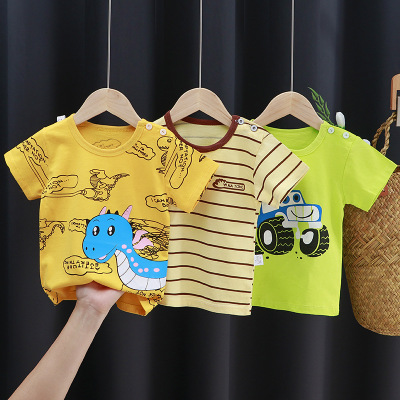 Children's Short-Sleeved T-shirt Cotton Girls' Summer Clothes Baby Baby Children's Summer Clothing 2021 Boys' Tops One Piece Dropshipping