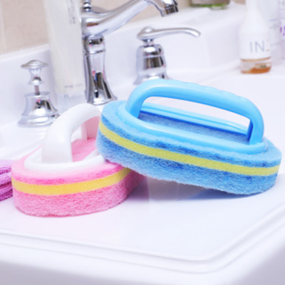 Plastic Cleansing Brush Sponge Brush Cleaning Brush for Kitchen Bathroom Tile Decontamination with Handle Bathtub Brush