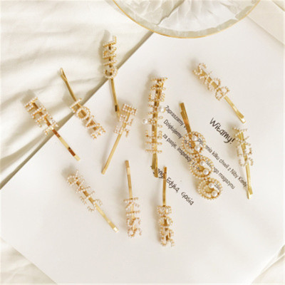 Pearl Hairpin Female Side Clip Word Clip Simple Internet Celebrity Hairpin Headdress Hairpin Top Clip Bangs Back Head