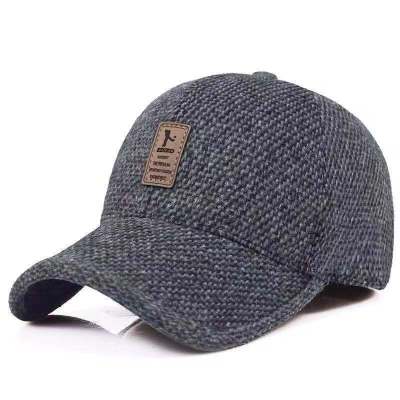 Hat Men's Middle-Aged and Elderly Winter Cold Protection Hat Thickened Baseball Cap Casual Woolen Dad's Hat Old Peaked Cap Ear Protection