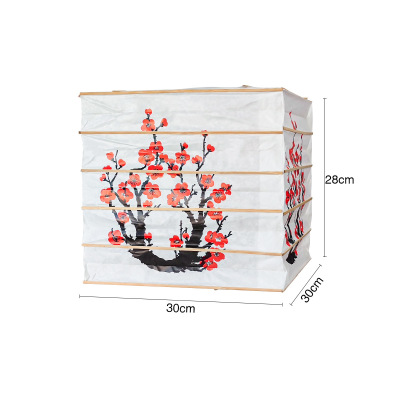 Square Plum Blossom Chinese Lantern Bamboo Strip Paper Lamp Shade Antique Folding Pattern Printing Bamboo Orchid Plum