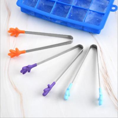 Silicone Cube Sugar Tong Stainless Steel Food Tong Food Clip Cube Sugar Tong Creative Small Hand Silicone Clip