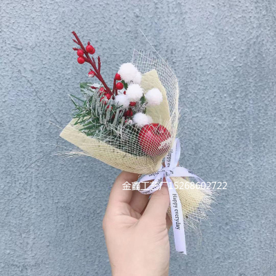Christmas Decor Artificial Flower Stamens Pearl Branches Mixed Berry For Wedding Decoration DIY Pine Cone With Holly Fak