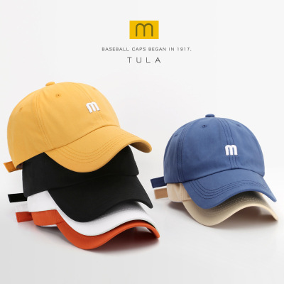 Hat M Letter Embroidered Peaked Cap Men's All-Match Curved Brim Cotton Soft Top Sun Hat Fashion Simple Women's Baseball Cap