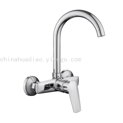 Foreign Trade Export Wall Washing Basin Faucet Hot and Cold Water Kitchen Faucet Sink Wall Faucet