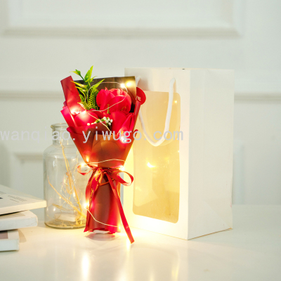 Decorative Craft Soap Soap Flower Wedding Gift Rose Flower Box Wedding Valentine's Day Handbag Led Light Hand Gift