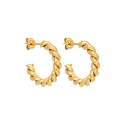 Best Seller in Europe and America Twist Twisted Large Earrings 18K Gold Color Retaining Jewelry Thread Big Ear Ring C- Shaped Earrings