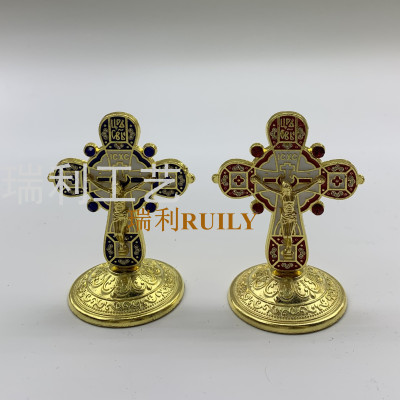 Electroplating Dripping Oil Cross Decoration Christian Catholic Orthodox Gift