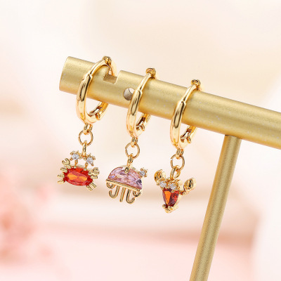INS Popular Beach Style Girl Cute Earrings 18K Gold Accessories Undersea Small Animal Earrings Earrings