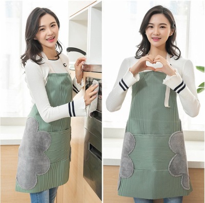 Erasable Hand Apron Japanese Style Waterproof Oilproof Cooking Coverall Kitchen Fashion Household Women's Adult Model Tendon Cloth Apron