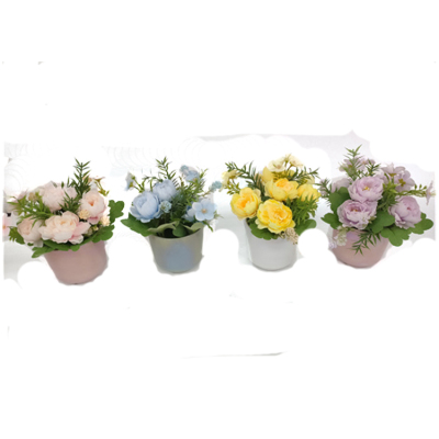 Stall Simulation Flower Pot Ceramic Basin Spring Rose Indoor Decoration Flower Decoration Bonsai Simulation Green Plant