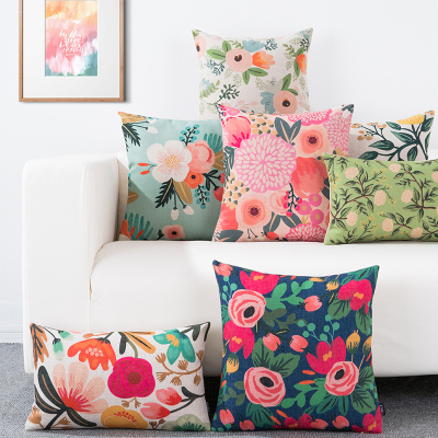 Fresh Pastoral Fabric Ins Linen Pillow Office Lumbar Cushion Sofa Cushion American Living Room Backrest