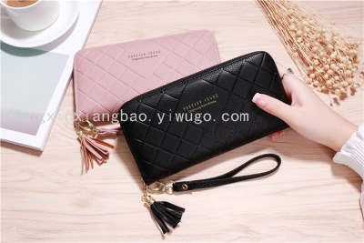 Women's Wallet Single Pull Bag Fashion Women Bag Wallet Rhombus Clutch Pu Foreign Trade Hot Sale Cross-Border Hot