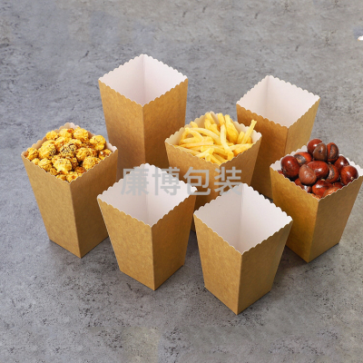 Customized Kraft Paper White Cardboard Popcorn Paper Box Cross-Border Mori Fresh Party Paper Box Popcorn Chicken Popcorn Box