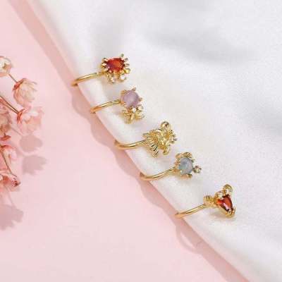 Cross-Border New Arrival Beach Style Ear Clip Ins Hot Sale Color Zirconium Ocean Series Non-Piercing Earrings Women